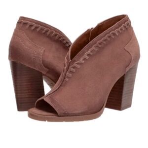 Zodiac New Mia Brown Shootie Braided Suede Leather Block Heel Bootie Boot SZ 6